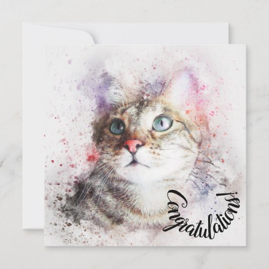 ペットキャットカードの新作おめでとう カード (正面)