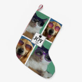 ペットキャットドッグクリスマスアニマルフォトコラージュクリスマス スモールクリスマスストッキング (正面 (吊り時))