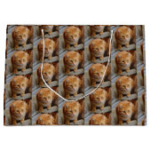 ペットキャットドッグフォトパーソナライズカスタム ラージペーパーバッグ (正面)