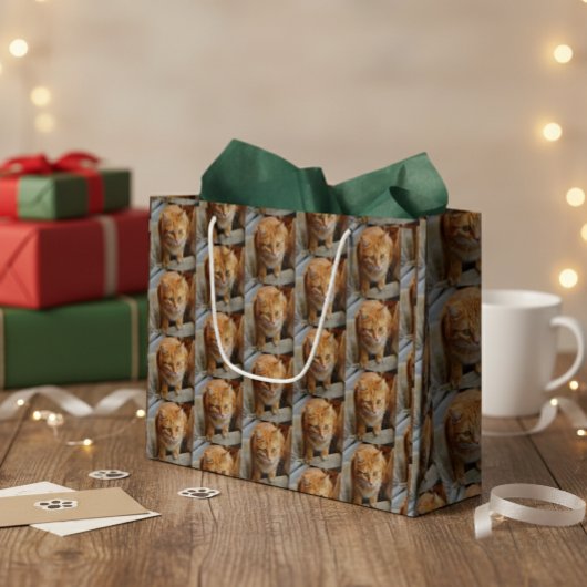 ペットキャットドッグフォトパーソナライズカスタム ラージペーパーバッグ