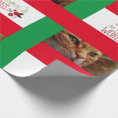 ペットキャットドッグ写真パーソナライズクリスマスホリデー ラッピングペーパー (角)