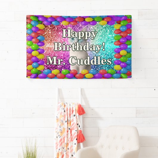 ペットキャットパーソナライズされたキャラクター誕生日バナー 横断幕 (インサイチュ)