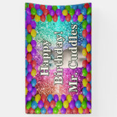 ペットキャットパーソナライズされたキャラクター誕生日バナー 横断幕 (縦)