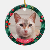 ペットキャットフォトウォーターカラーボタニカル セラミックオーナメント (正面)