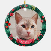 ペットキャットフォトウォーターカラーボタニカル セラミックオーナメント (裏面)