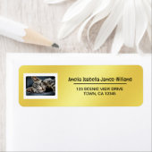 ペットキャットフォトエレガント差出人住所モダンゴールデン ラベル (インサイチュ)