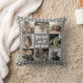 ペットキャットフォトコラージュポープリントパターングレー クッション (ブランケット)