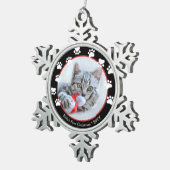 ペットキャットブラック&レッドポープリンツ初めてのクリスマス スノーフレークピューターオーナメント (右)