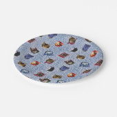 ペットキャットブルー水玉模様キッテンウォーターカラー ペーパープレート (アングル)