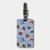ペットキャットブルー水玉模様キッテンウォーターカラー ラゲッジタグ (正面縦)