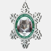 ペットキャットマイ初めてのクリスマスカスタムフォトオーナメント スノーフレークピューターオーナメント (右)