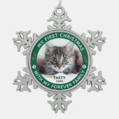 ペットキャットマイ初めてのクリスマスカスタムフォトオーナメント スノーフレークピューターオーナメント (正面)