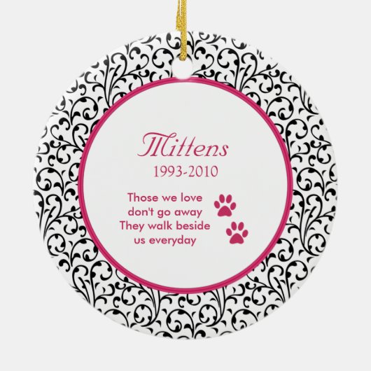 ペットキャットメモリアルシックフローラフォトクリスマス セラミックオーナメント (裏面)