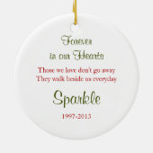 ペットキャットメモリアルパイン大枝ホリー写真クリスマス セラミックオーナメント (裏面)