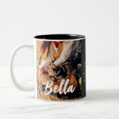 ペットキャットメモリアルモダン引用文シンプルシック写真 ツートーンマグカップ (左)