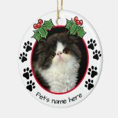 ペットキャット/ドッグポープリントのパーソナライズ写真テンプレート セラミックオーナメント (左)