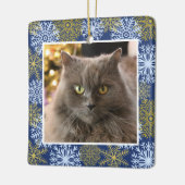 ペットキャッパーソナライズされたトドグブルー雪片クリスマス セラミックオーナメント (左)