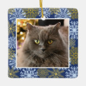 ペットキャッパーソナライズされたトドグブルー雪片クリスマス セラミックオーナメント (正面)