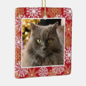 ペットキャッパーソナライズされたトドッグレッド雪片クリスマス セラミックオーナメント (右)
