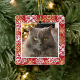 ペットキャッパーソナライズされたトドッグレッド雪片クリスマス セラミックオーナメント