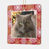 ペットキャッパーソナライズされたトドッグレッド雪片クリスマス セラミックオーナメント (左)