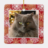 ペットキャッパーソナライズされたトドッグレッド雪片クリスマス セラミックオーナメント (裏面)