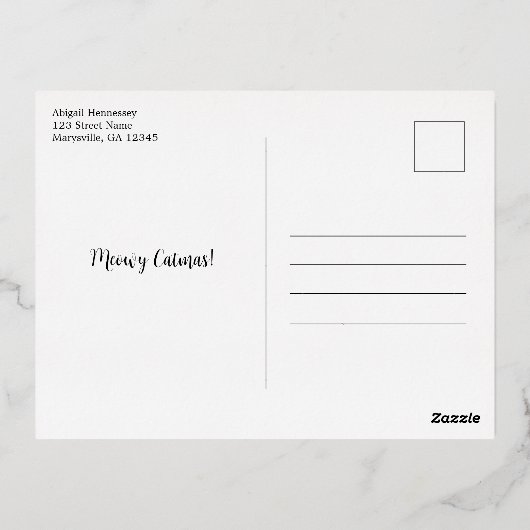 ペットキャッパーソナライズされたト写真マイオウィクリスマス金ゴールド 箔シーズンポストカード (裏面)