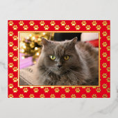 ペットキャッパーソナライズされたト写真マイオウィクリスマス金ゴールド 箔シーズンポストカード (正面)