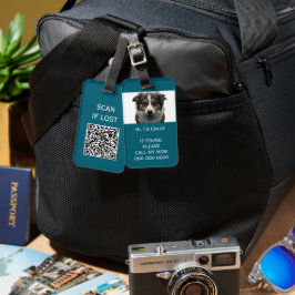 ペットキャリアもしス失ったキャンQRコードの電話名写真 ラゲッジタグ
