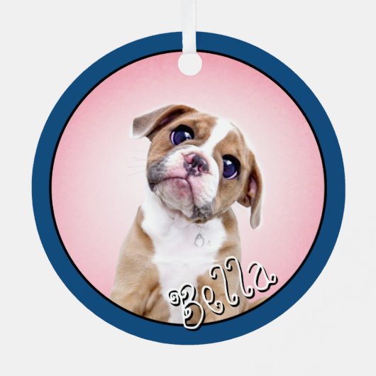 ペットキープサケ2枚の写真&ネームホリデードッグキャットバード メタルオーナメント (裏面)