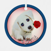 ペットキープサケ2枚の写真&ネームホリデードッグキャットバード メタルオーナメント (正面)