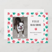 ペットクリスマスカードおもしろいフォトレッドグリーン ポストカード (正面/裏面)