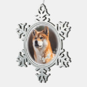 ペットクリスマスシルバーオーナメントカード スノーフレークピューターオーナメント (右)