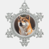 ペットクリスマスシルバーオーナメントカード スノーフレークピューターオーナメント (正面)