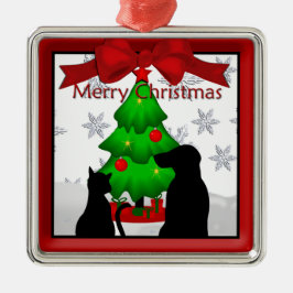 ペットクリスマスドッグ&キャットプレミアムオーナメント メタルオーナメント