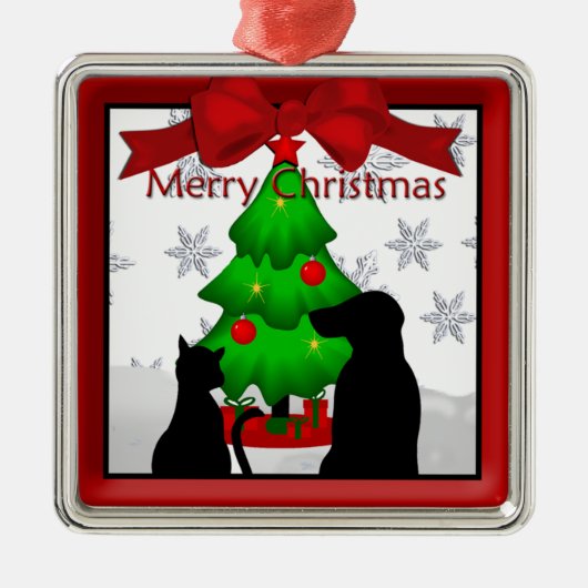 ペットクリスマスドッグ&キャットプレミアムオーナメント メタルオーナメント (正面)