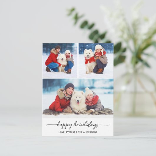 ペットクリスマスハッピーハウリデイズドッグフォトコラージュ シーズンポストカード (スタンド正面)