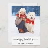 ペットクリスマスハッピーハウリデイズモダンドッグ写真 シーズンカード (正面)