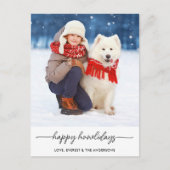 ペットクリスマスハッピーハウリデイズモダンドッグ写真 シーズンポストカード (正面)