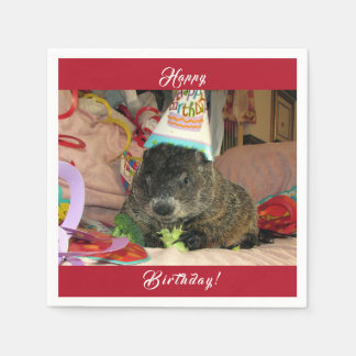 ペットグラウンドホッグモーセ誕生日ナプキンス スタンダードカクテルナプキン