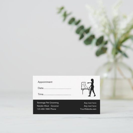 ペットグルーミングアポイントメントリマインダ名刺 予約カード (スタンド正面)