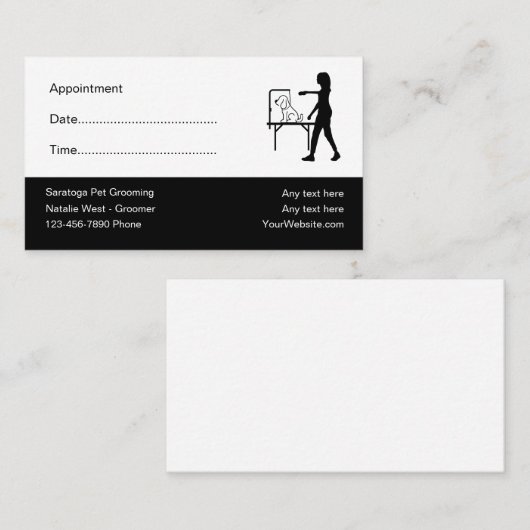 ペットグルーミングアポイントメントリマインダ名刺 予約カード (正面/裏面)