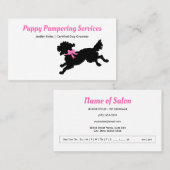 ペットグルーミングガーリーピンクボウかわいい子犬 予約カード (正面/裏面)