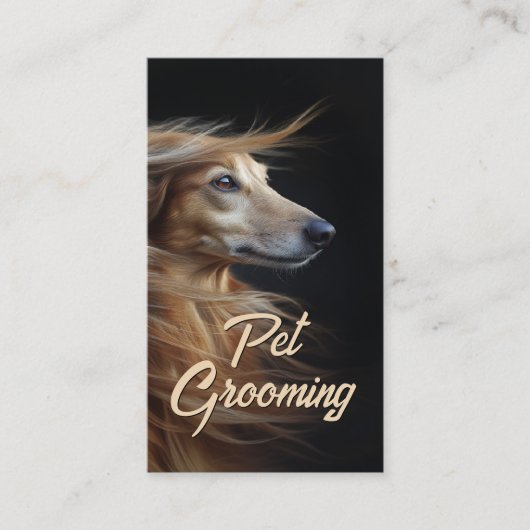 ペットグルーミングサロンブティックアフガンハウンドポートレート 名刺 (正面)