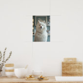 ペットグルーミングサロンブティックホワイトハスキーポートレート ポスター (キッチン)