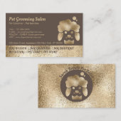 ペットグルーミングサロン金ゴールドスパークルブラウン 名刺 (正面/裏面)