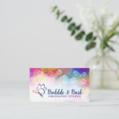 ペットグルーミングサービス – 水彩画 名刺 (スタンド正面)