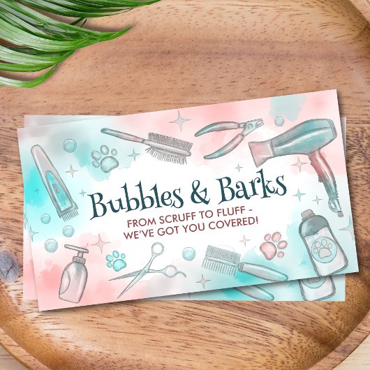 ペットグルーミングサービス – 水彩画 名刺