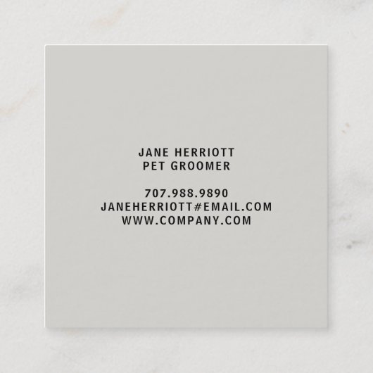 ペットグルーミングシッター犬スパスクエアビジネスカード スクエア名刺 (裏面)