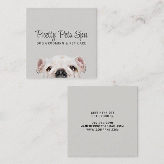 ペットグルーミングシッター犬スパスクエアビジネスカード スクエア名刺 (正面/裏面)
